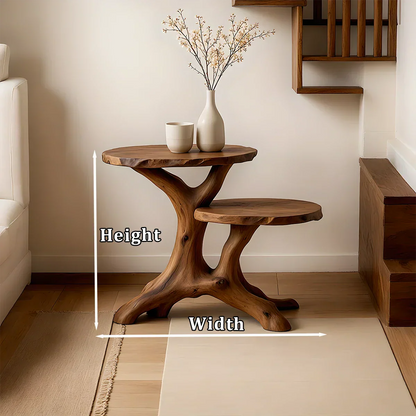 Solid Wood Accent Table – Modern Sculptural Branchform Duo Design - Rustirawood