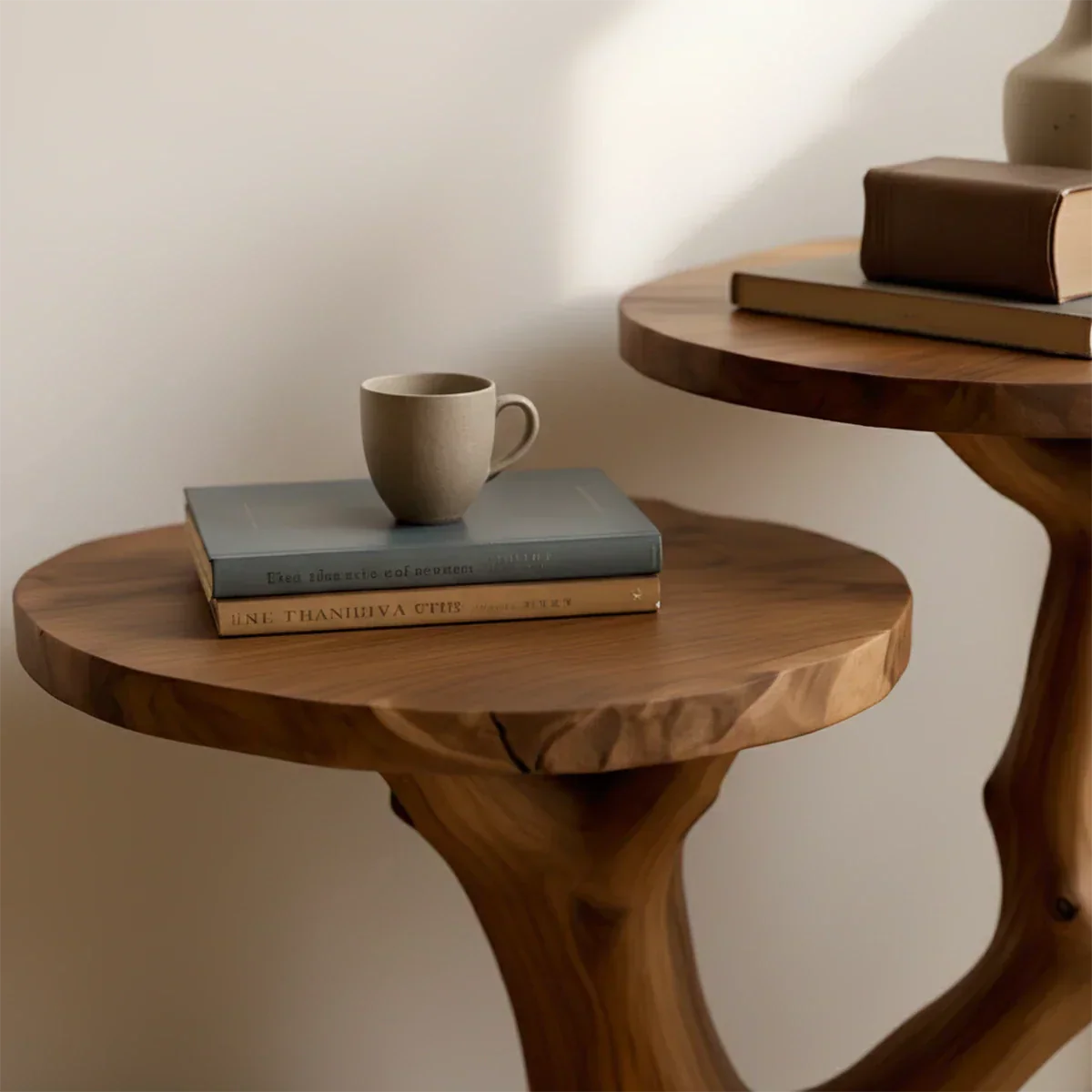 Solid Wood Accent Table – Modern Sculptural Branchform Twin Design - Rustirawood