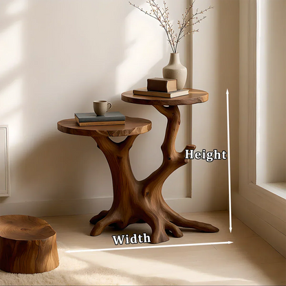 Solid Wood Accent Table – Modern Sculptural Branchform Twin Design - Rustirawood