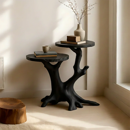 Solid Wood Accent Table – Modern Sculptural Branchform Twin Design - Rustirawood