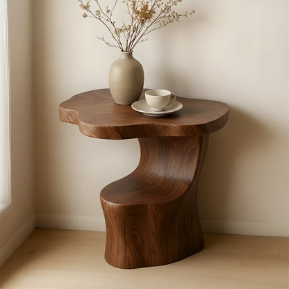 Solid Wood Accent Table – Modern Sculptural Flowform - Rustirawood