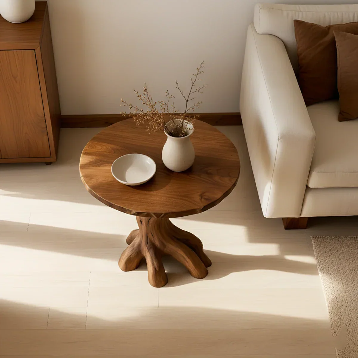 Solid Wood Accent Table – Modern Sculptural Rootform Design - Rustirawood