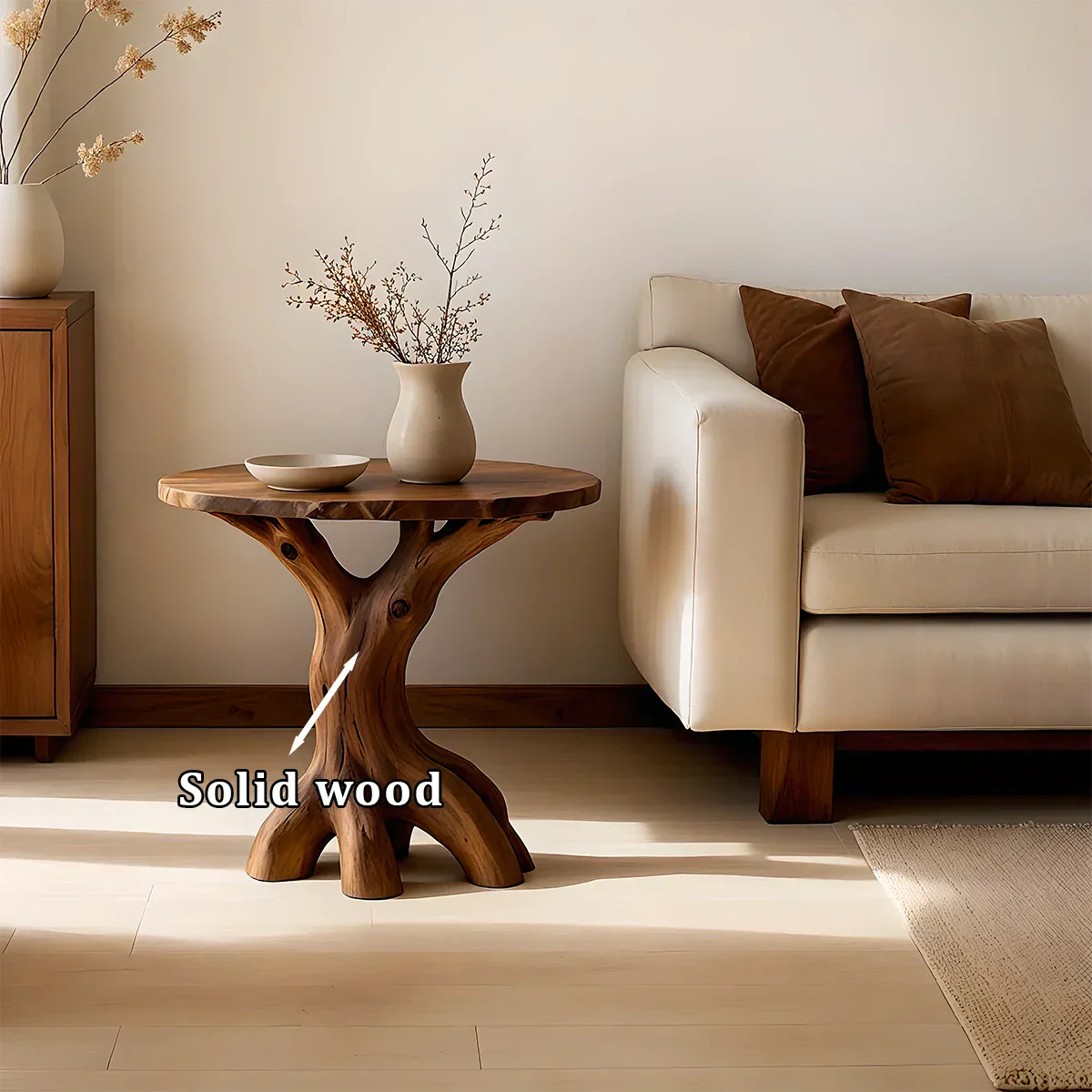 Solid Wood Accent Table – Modern Sculptural Rootform Design - Rustirawood
