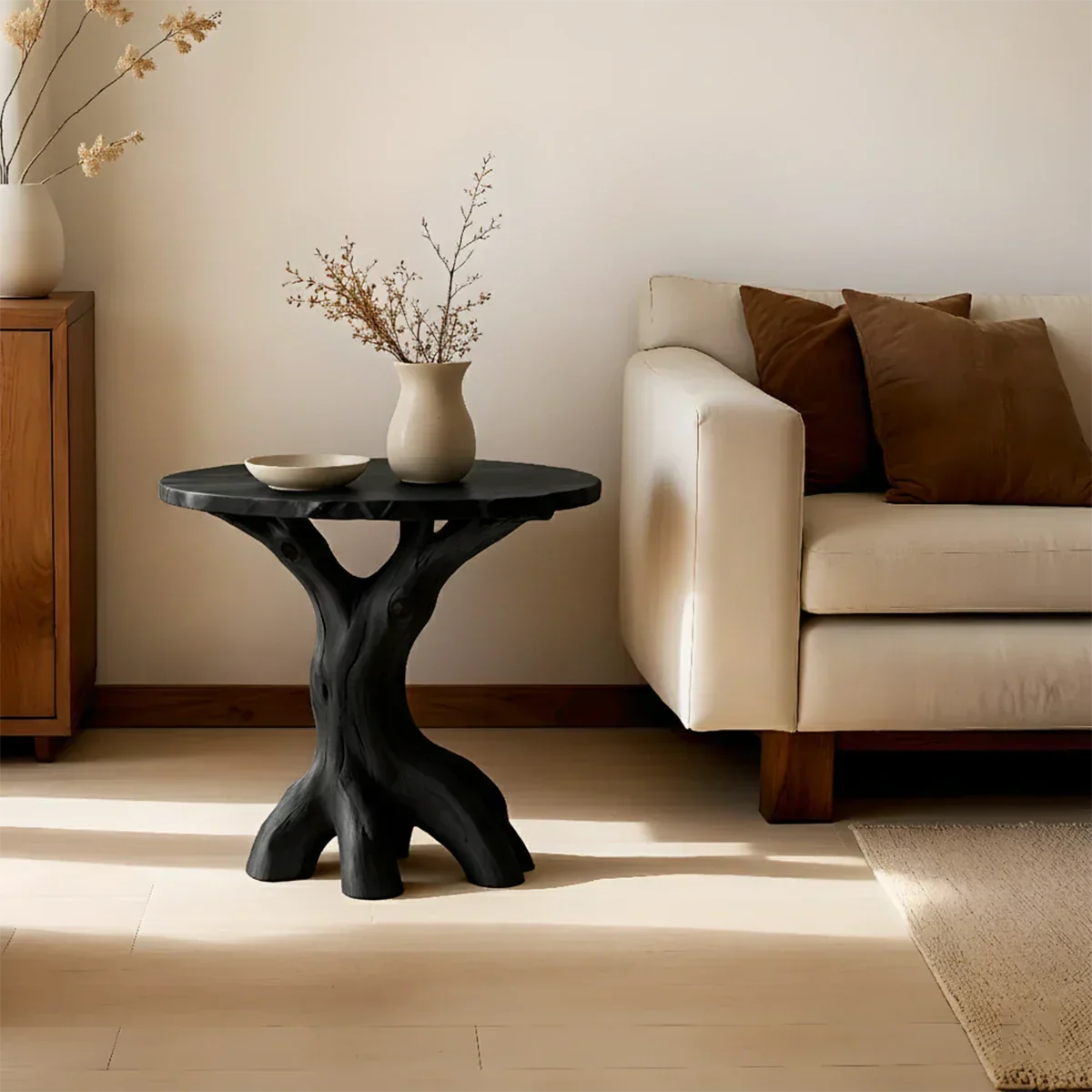 Solid Wood Accent Table – Modern Sculptural Rootform Design - Rustirawood