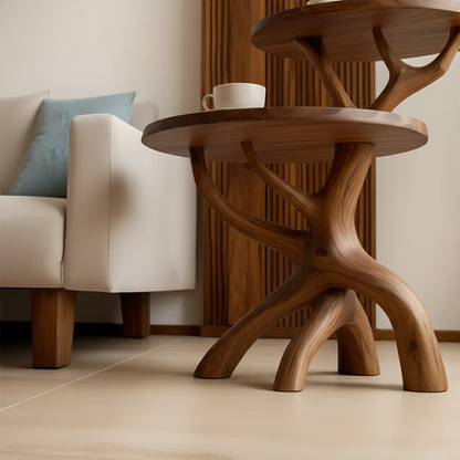 Solid Wood Accent Table Set – Modern Sculptural Branchform Design - Rustirawood