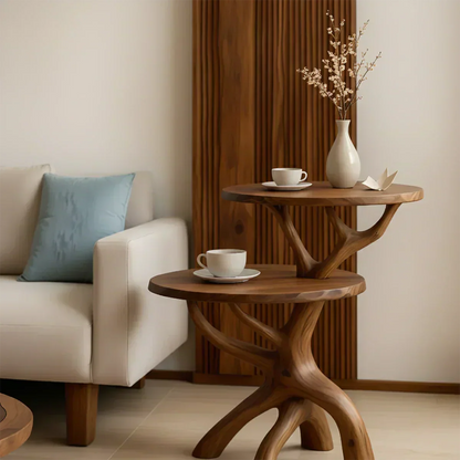 Solid Wood Accent Table Set – Modern Sculptural Branchform Design - Woodenecho