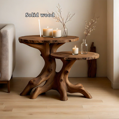 Solid Wood Accent Table Set – Modern Sculptural Rooted Branchform Design - Rustirawood