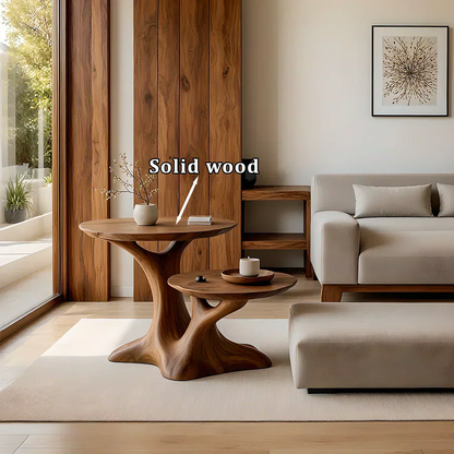 Solid Wood Center Table Set – Modern Sculptural Rooted Branchform Design - Woodenecho
