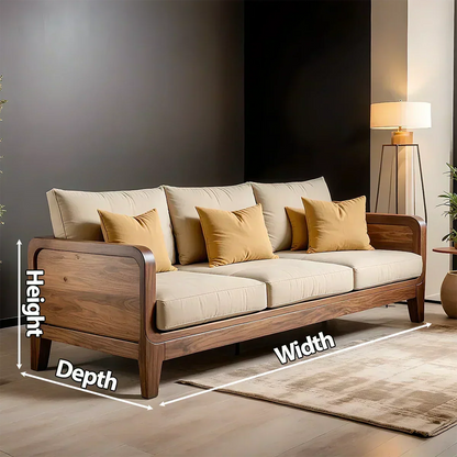 Solid Wood Cotton Fabric Sofa – Modern Minimalist Design - Woodenecho