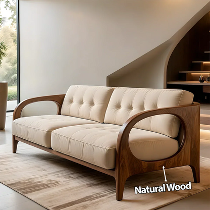 Solid Wood Cotton Fabric Sofa – Modern Rustic Design - Rustirawood