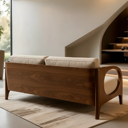 Solid Wood Cotton Fabric Sofa – Modern Rustic Design - Rustirawood