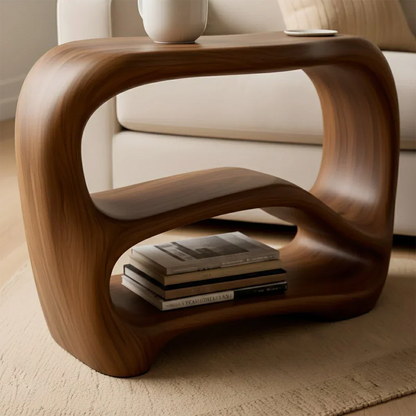 Solid Wood End Table – Fluid Rustic Serenity - Rustirawood