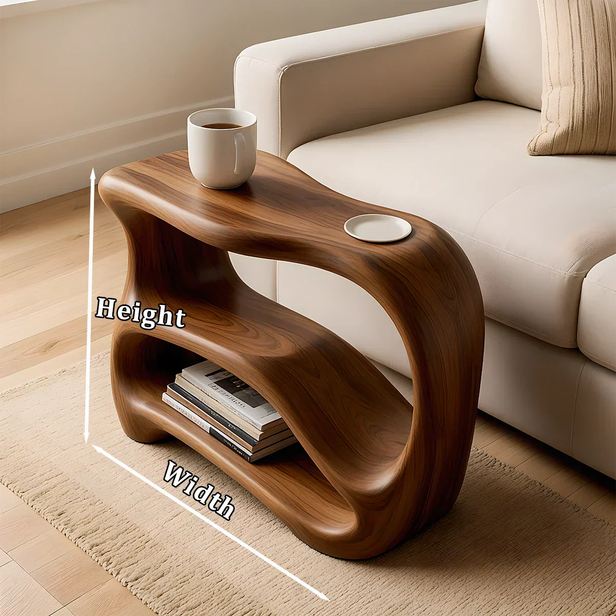 Solid Wood End Table – Fluid Rustic Serenity - Rustirawood