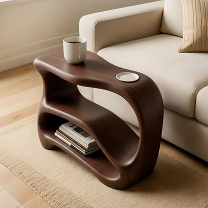 Solid Wood End Table – Fluid Rustic Serenity - Rustirawood