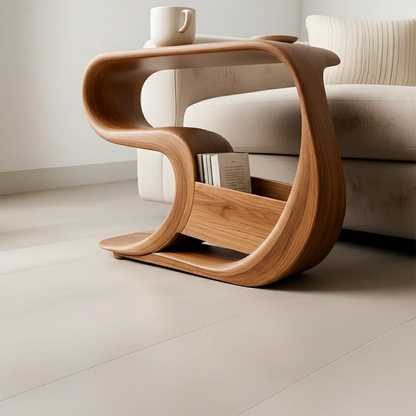 Solid Wood End Table – Modern Rustic Flow - Rustirawood