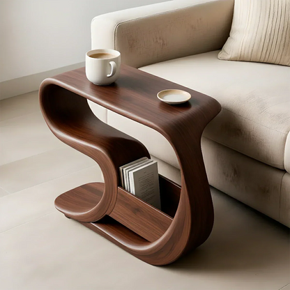 Solid Wood End Table – Modern Rustic Flow - Rustirawood