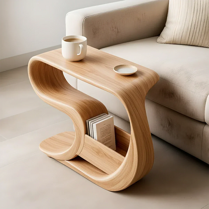 Solid Wood End Table – Modern Rustic Flow - Rustirawood