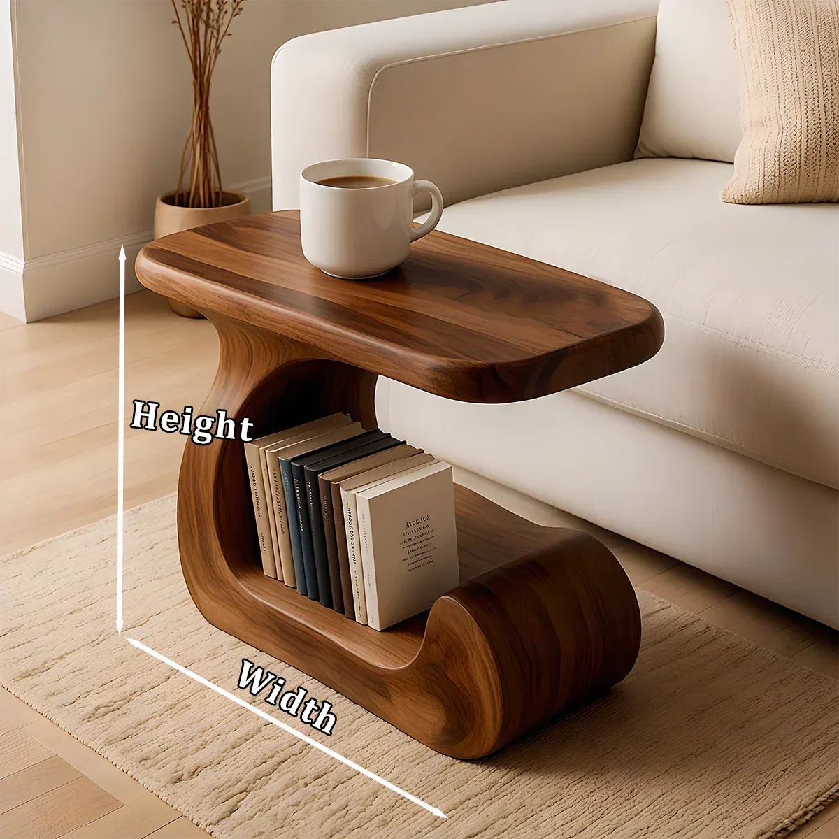 Solid Wood End Table – Modern Sculptural Flowform - Rustirawood