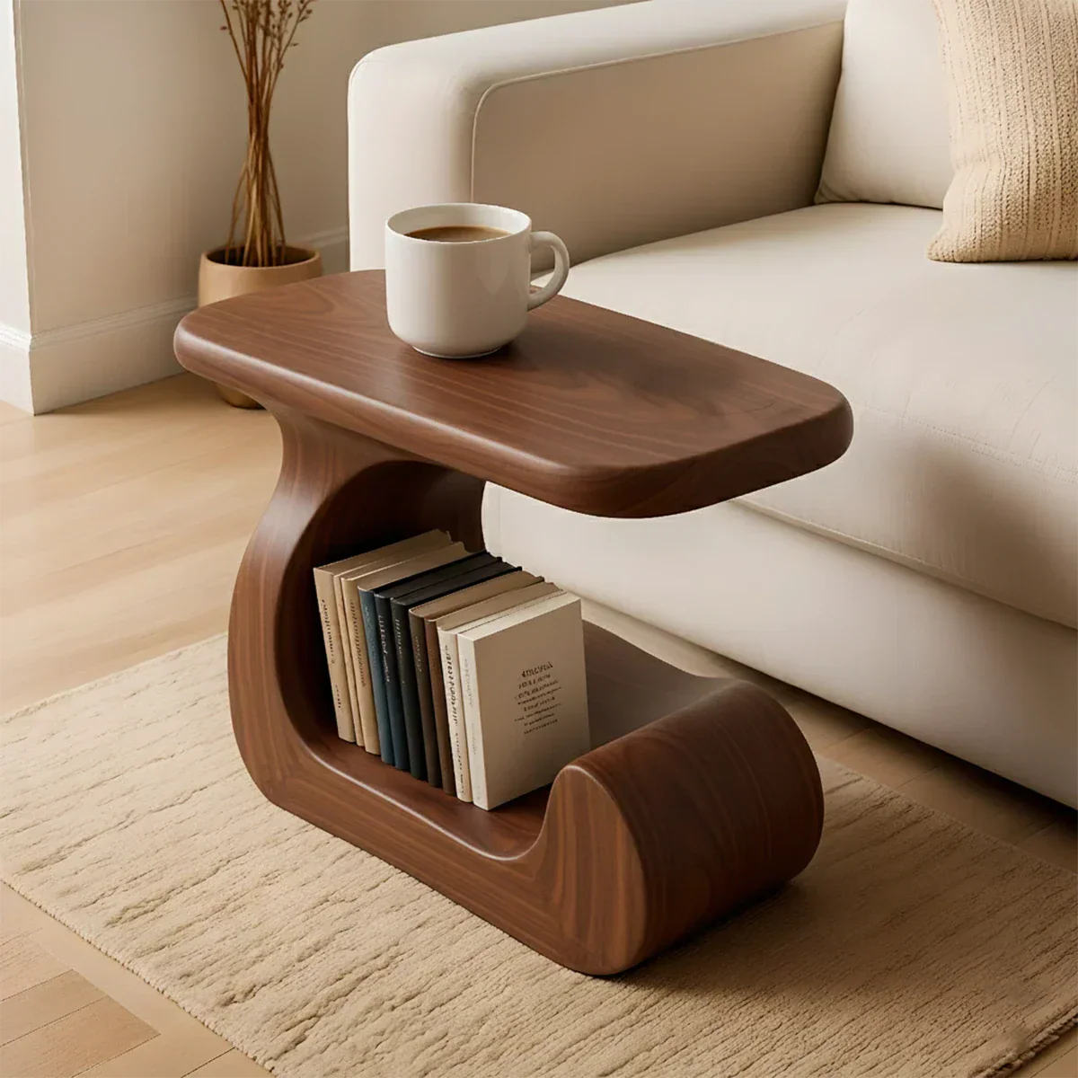 Solid Wood End Table – Modern Sculptural Flowform - Rustirawood