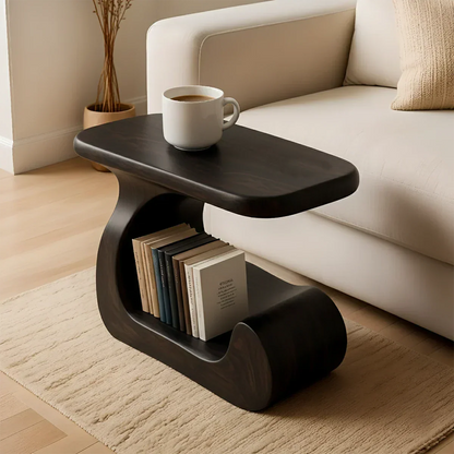 Solid Wood End Table – Modern Sculptural Flowform - Rustirawood