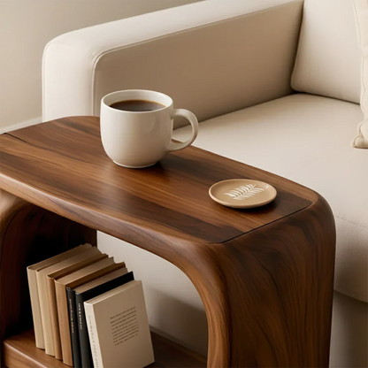 Solid Wood End Table – Modern Sculptural Flowform - Rustirawood