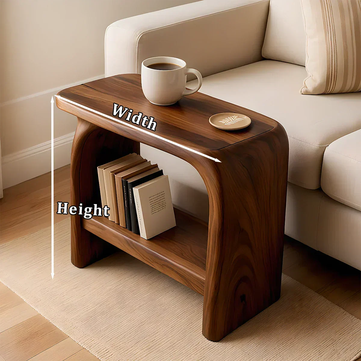 Solid Wood End Table – Modern Sculptural Flowform - Woodenecho