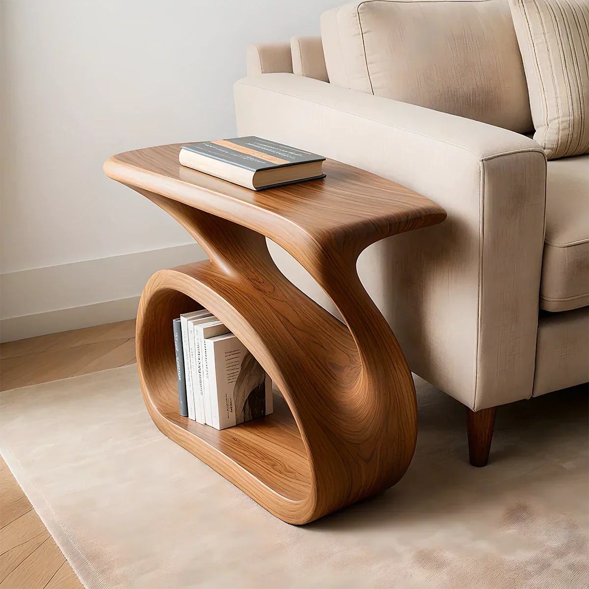 Solid Wood End Table – Organic Modern Harmony - Rustirawood