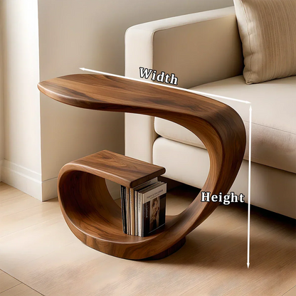Solid Wood End Table – Sculptural Rustic Elegance - Rustirawood