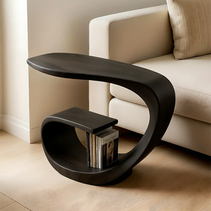Solid Wood End Table – Sculptural Rustic Elegance - Rustirawood