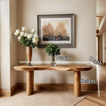 Solid Wood Entry Console Table with Rounded Log Legs - Woodenecho