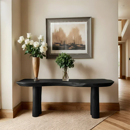 Solid Wood Entry Console Table with Rounded Log Legs - Woodenecho
