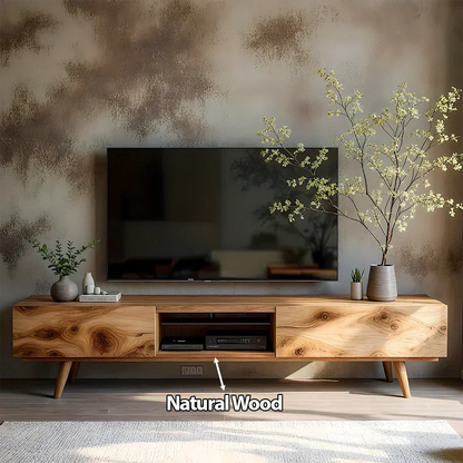 Solid Wood Modern TV Stand – Natural Finish Media Console - Woodenecho