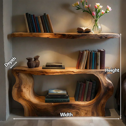 Solid Wood Sculptural Nightstand – Live-Edge Form - Woodenecho