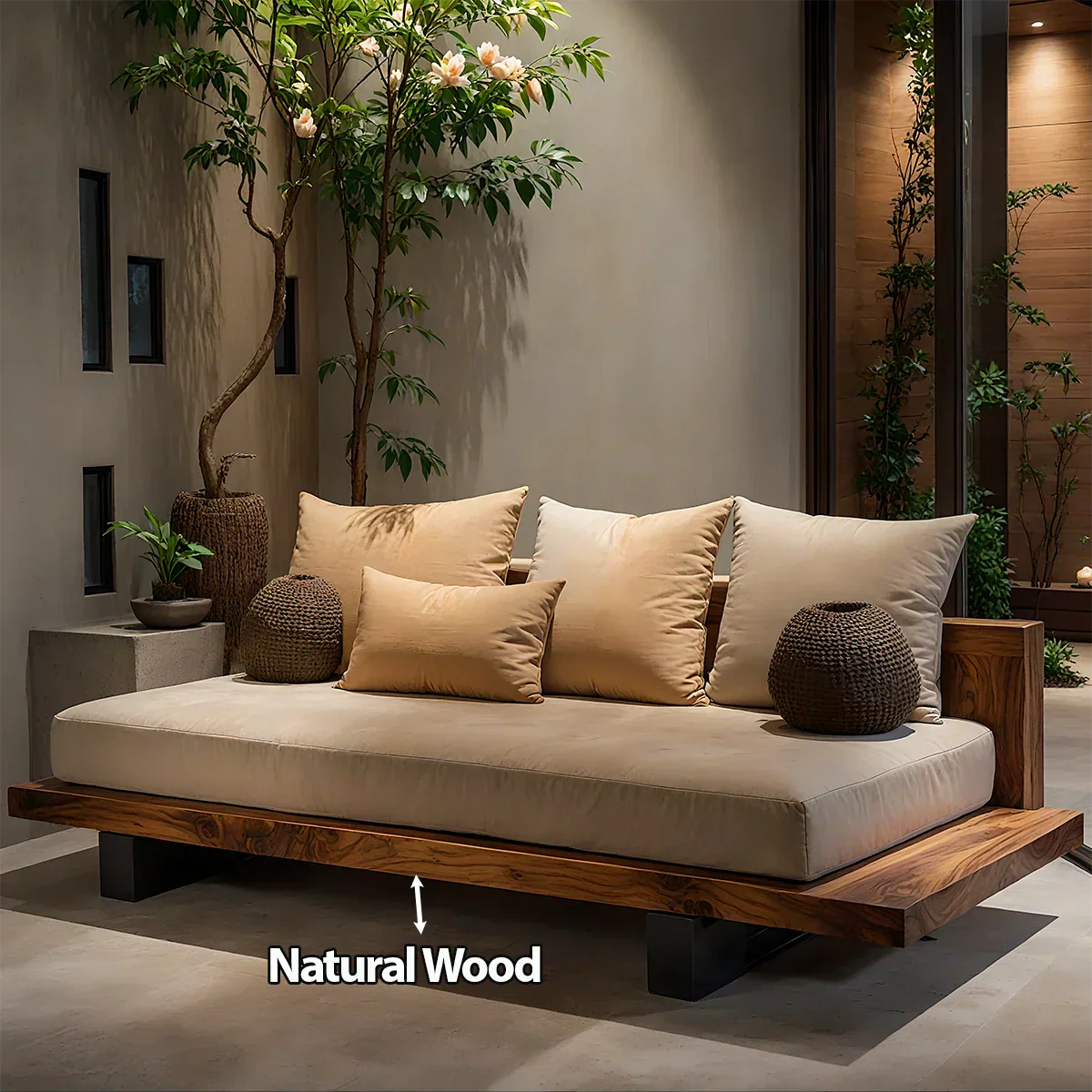 Solid Wood Sofa – Japandi Sanctuary of Calm - Rustirawood