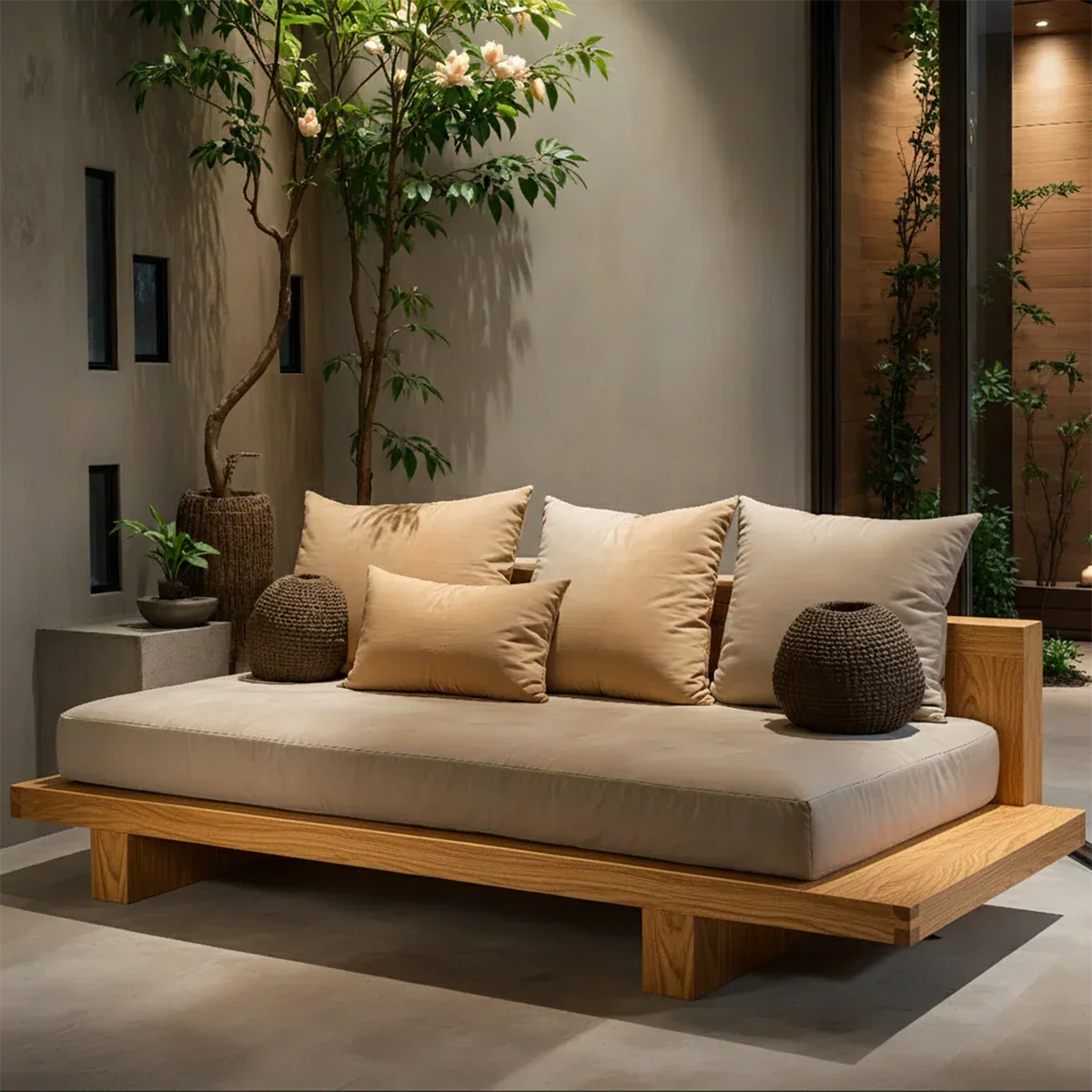 Solid Wood Sofa – Japandi Sanctuary of Calm - Rustirawood