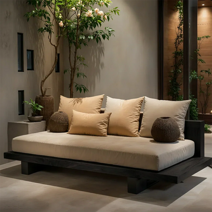 Solid Wood Sofa – Japandi Sanctuary of Calm - Rustirawood