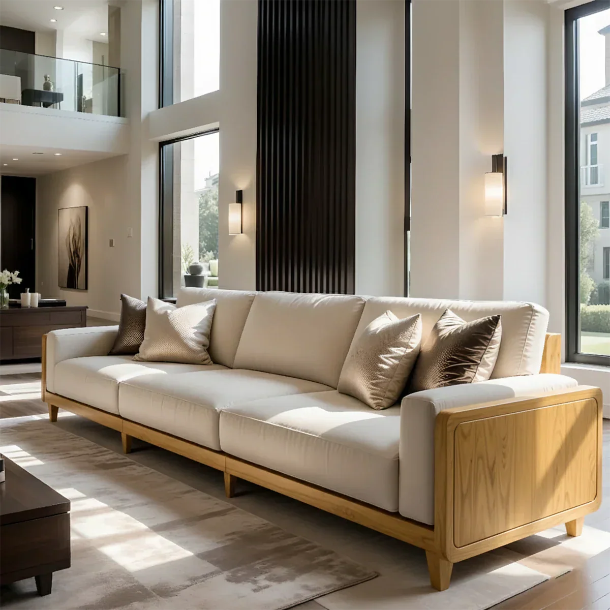 Solid Wood Sofa – Modern Minimalist Elegance - Rustirawood