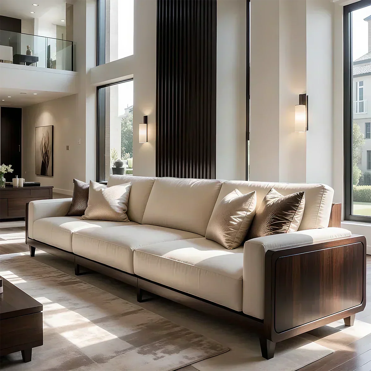 Solid Wood Sofa – Modern Minimalist Elegance - Woodenecho