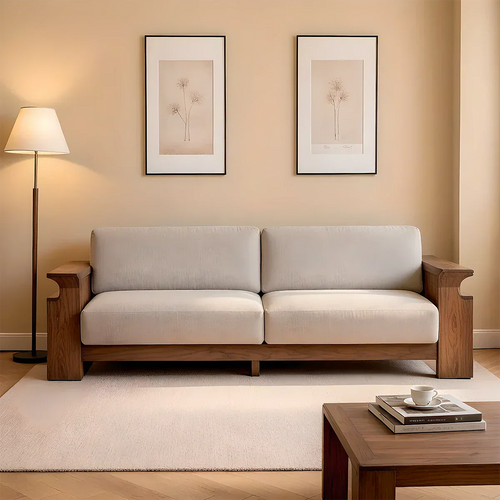 Solid Wood Sofa – Scandinavian Minimalist Serenity - Rustirawood