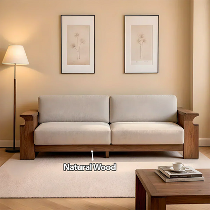Solid Wood Sofa – Scandinavian Minimalist Serenity - Woodenecho
