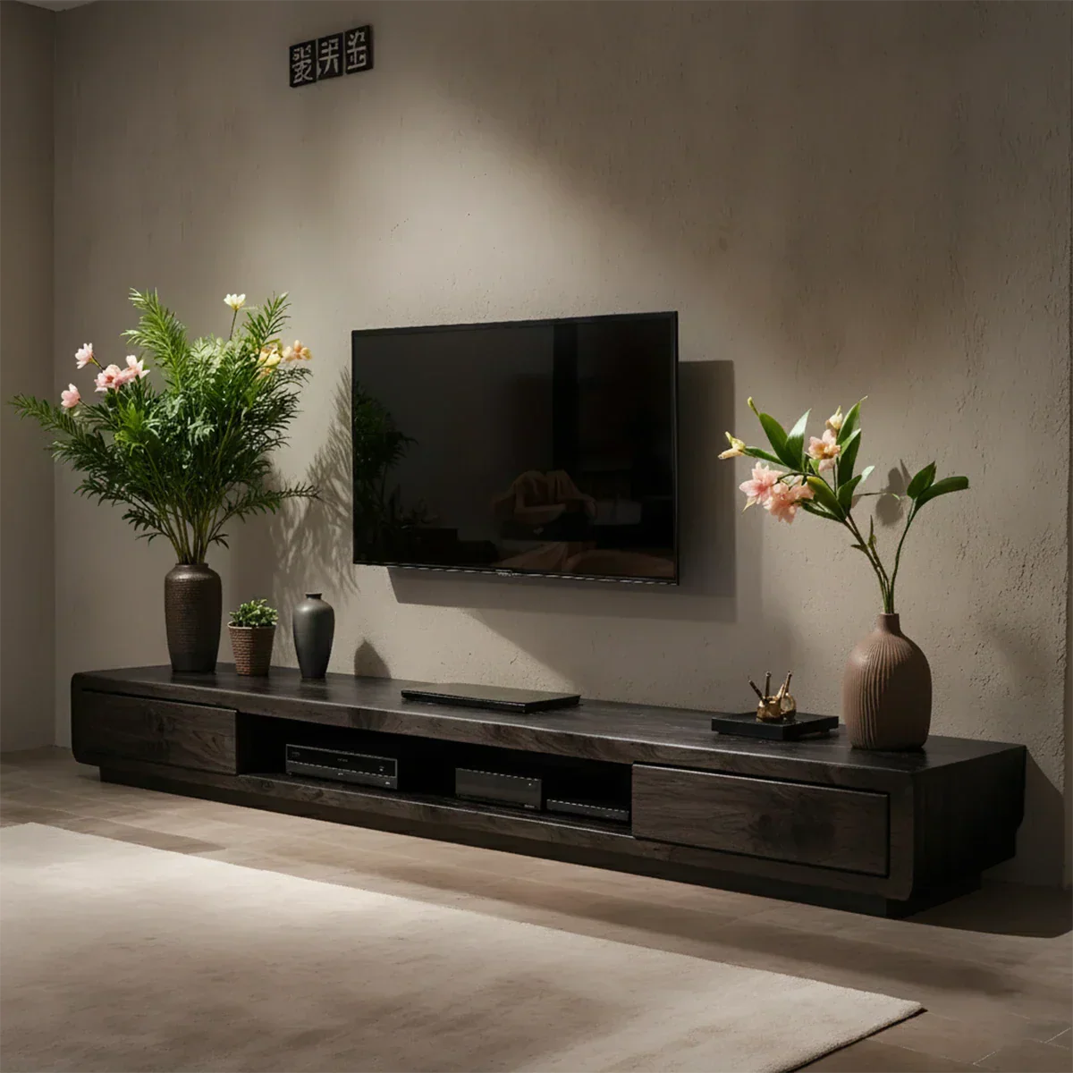 Solid Wood TV Stand – Modern Architectural Block Design - Rustirawood