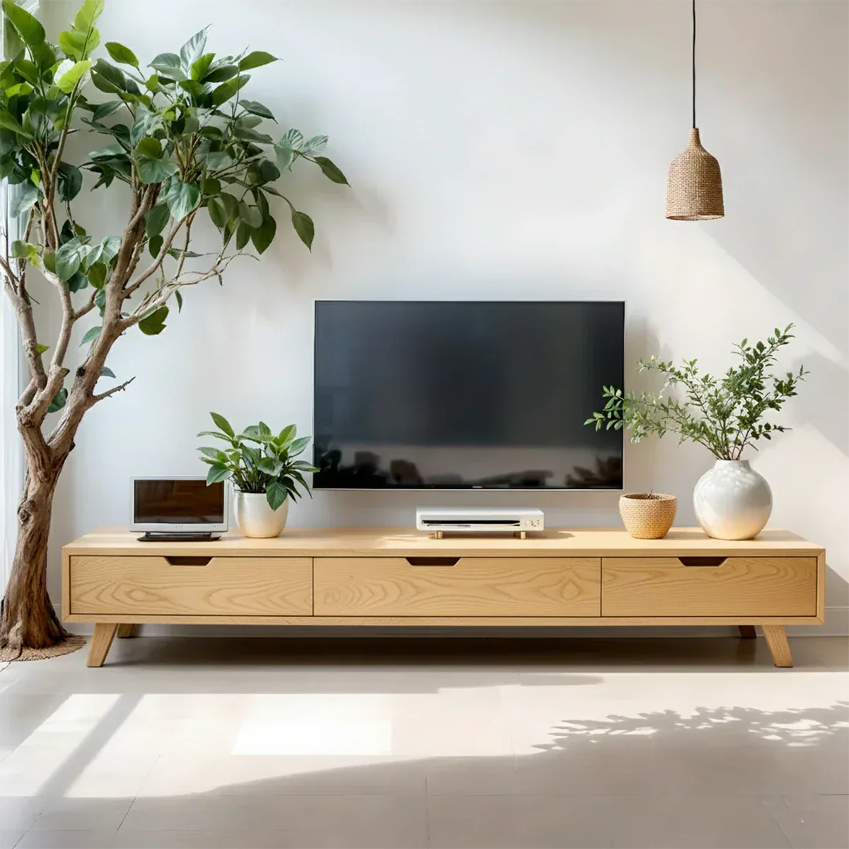 Solid Wood TV Stand – Modern Minimalist Architectural Design - Rustirawood