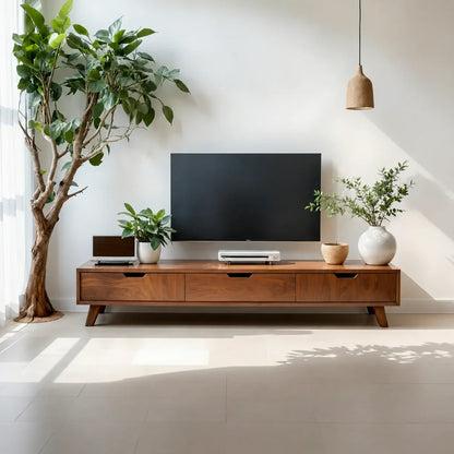 Solid Wood TV Stand – Modern Minimalist Architectural Design - Woodenecho