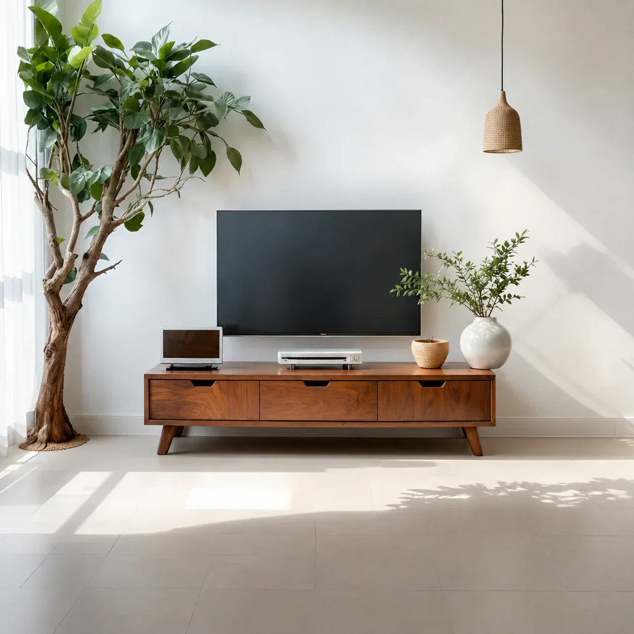 Solid Wood TV Stand – Modern Minimalist Architectural Design - Woodenecho