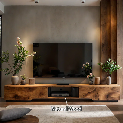 Solid Wood TV Stand – Modern Wabi Sabi Media Console - Rustirawood