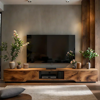 Solid Wood TV Stand – Modern Wabi Sabi Media Console - Woodenecho