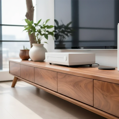 Solid Wood TV Stand – Scandinavian Minimalist Linear Design - Rustirawood