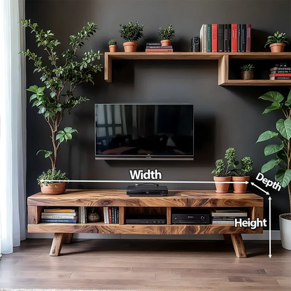 Solid Wood TV Stand – Scandinavian Modern Open-Shelf Design - Rustirawood