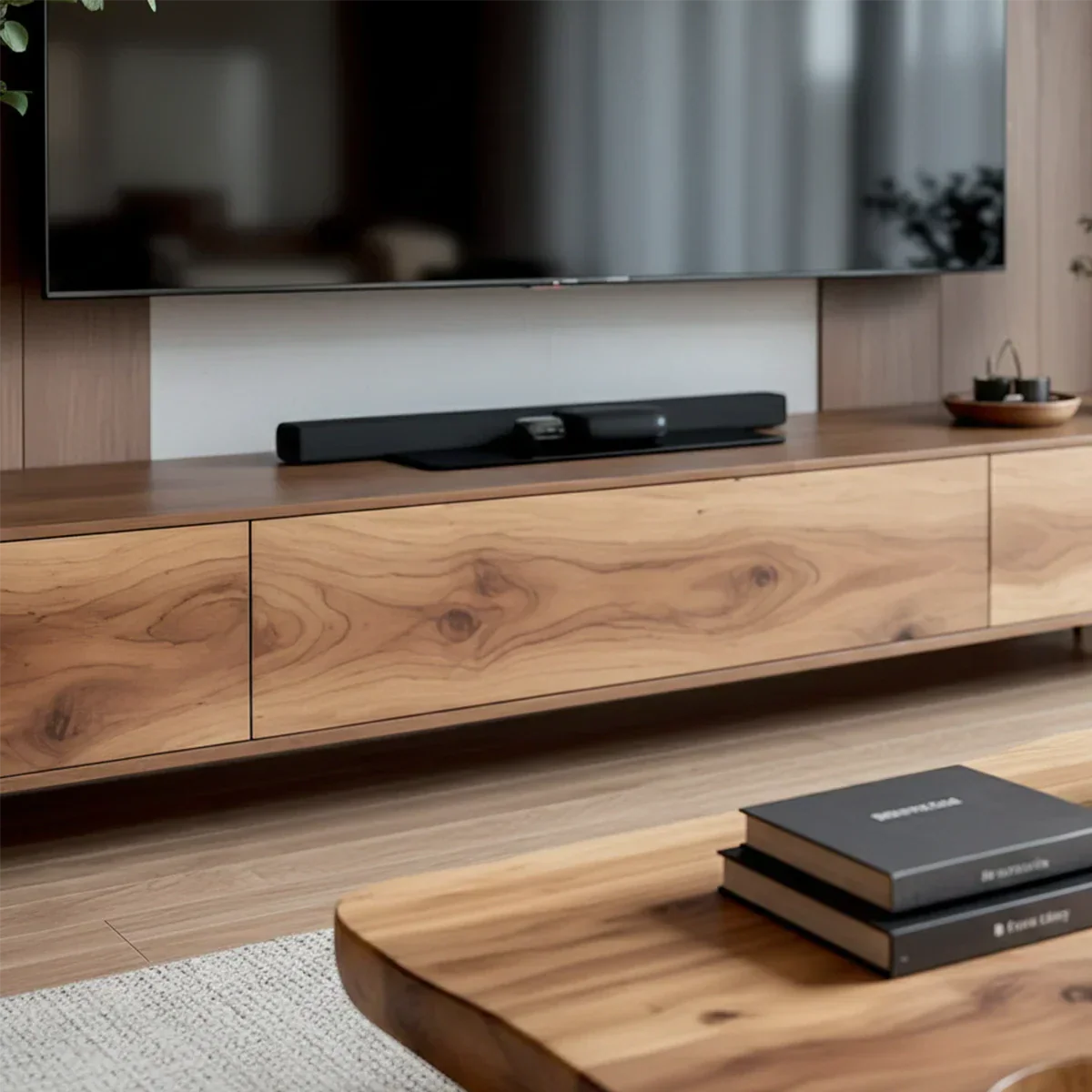 Solid Wood Wabi Sabi TV Stand – Natural Finish Media Console - Rustirawood
