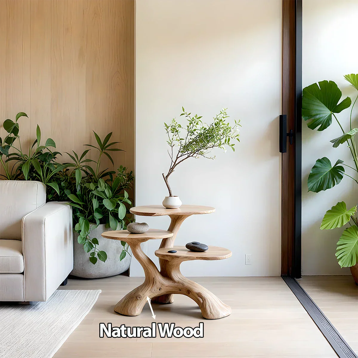 Three-Tier Organic Shape Natural Solid Wood Table - Rustirawood